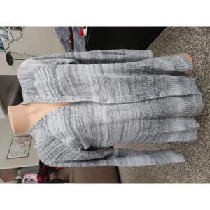 Gray and White Women's Knit Cardigan Sweater